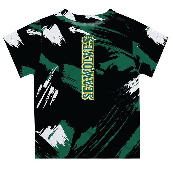 Alaska Anchorage Seawolves Vive La Fete Boys Game Day Black Short Sleeve Tee Paint Brush