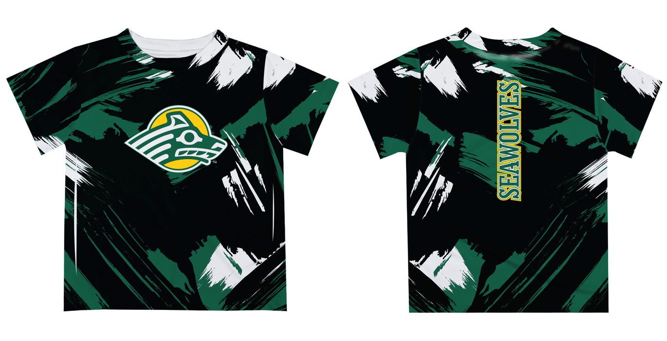 Alaska Anchorage Seawolves Vive La Fete Boys Game Day Black Short Sleeve Tee Paint Brush
