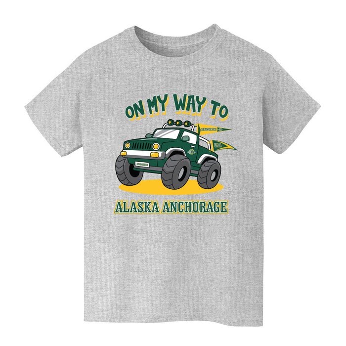 Alaska Anchorage Seawolves Vive La Fete On My Way Monster Truck Grey Cotton Short Sleeve Tee