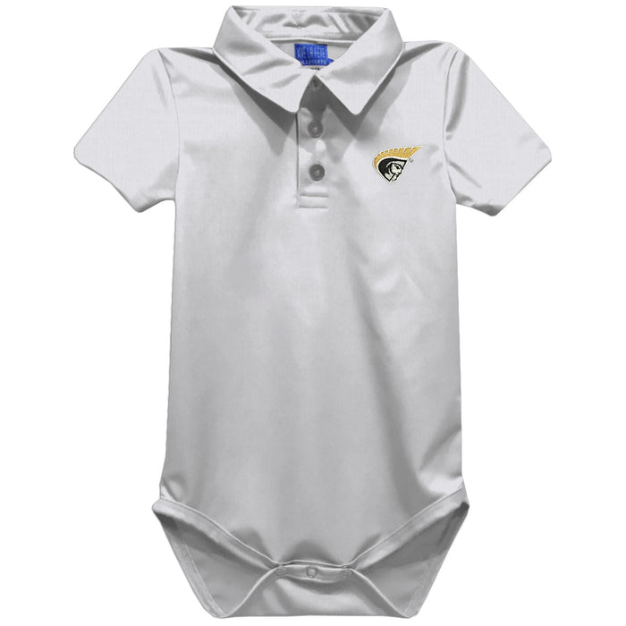 Anderson Trojans Embroidered White Solid Knit Boys Polo Bodysuit