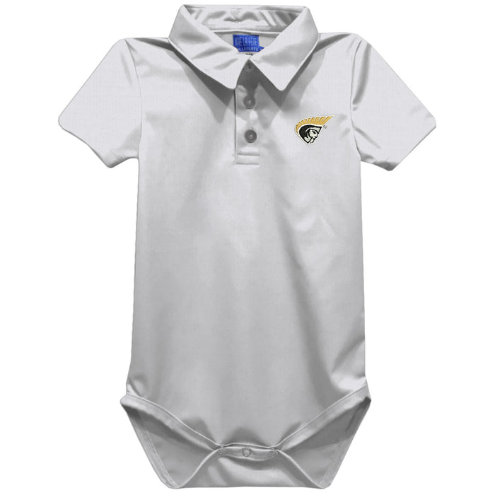Anderson Trojans Embroidered White Solid Knit Boys Polo Bodysuit