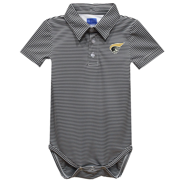 Anderson Trojans Embroidered Black Stripe Knit Boys Polo Bodysuit