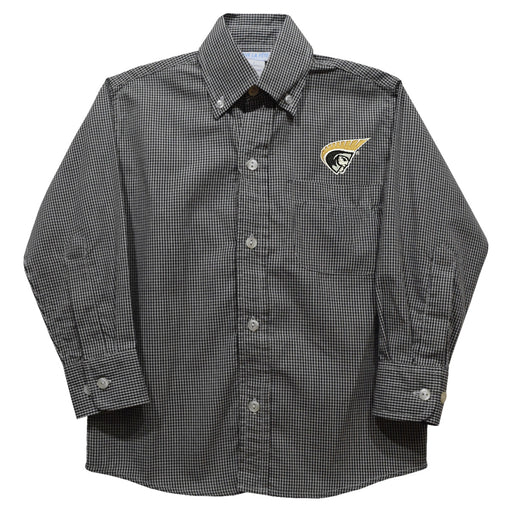 Anderson Trojans Embroidered Black Gingham Long Sleeve Button Down Shirt