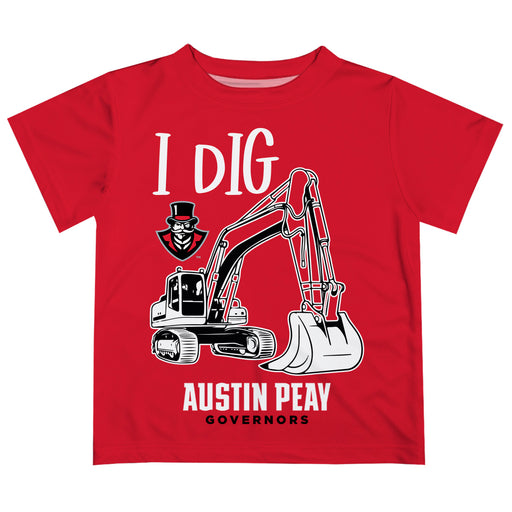 Austin Peay State University Governors Vive La Fete Excavator Boys Game Day Red Short Sleeve Tee