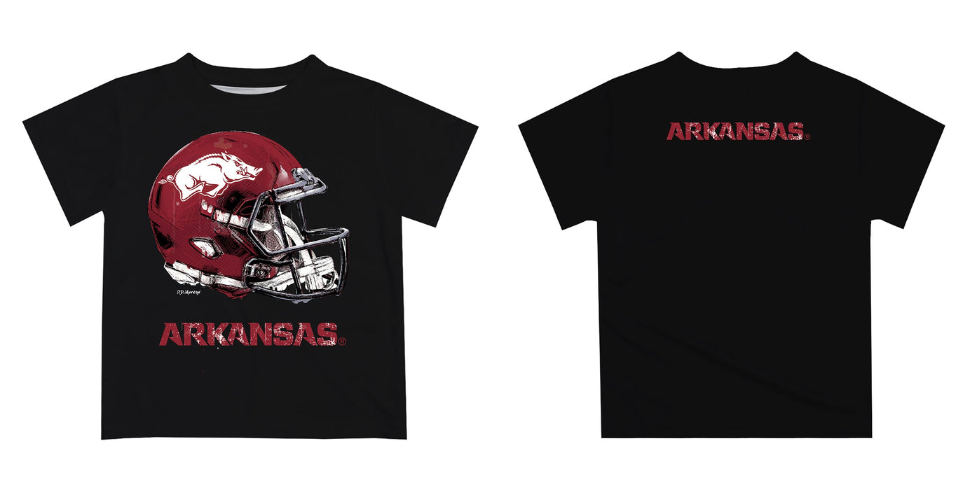 Arkansas Razorbacks Original Dripping Football Helmet Black T-Shirt by Vive La Fete - Vive La Fête - Online Apparel Store