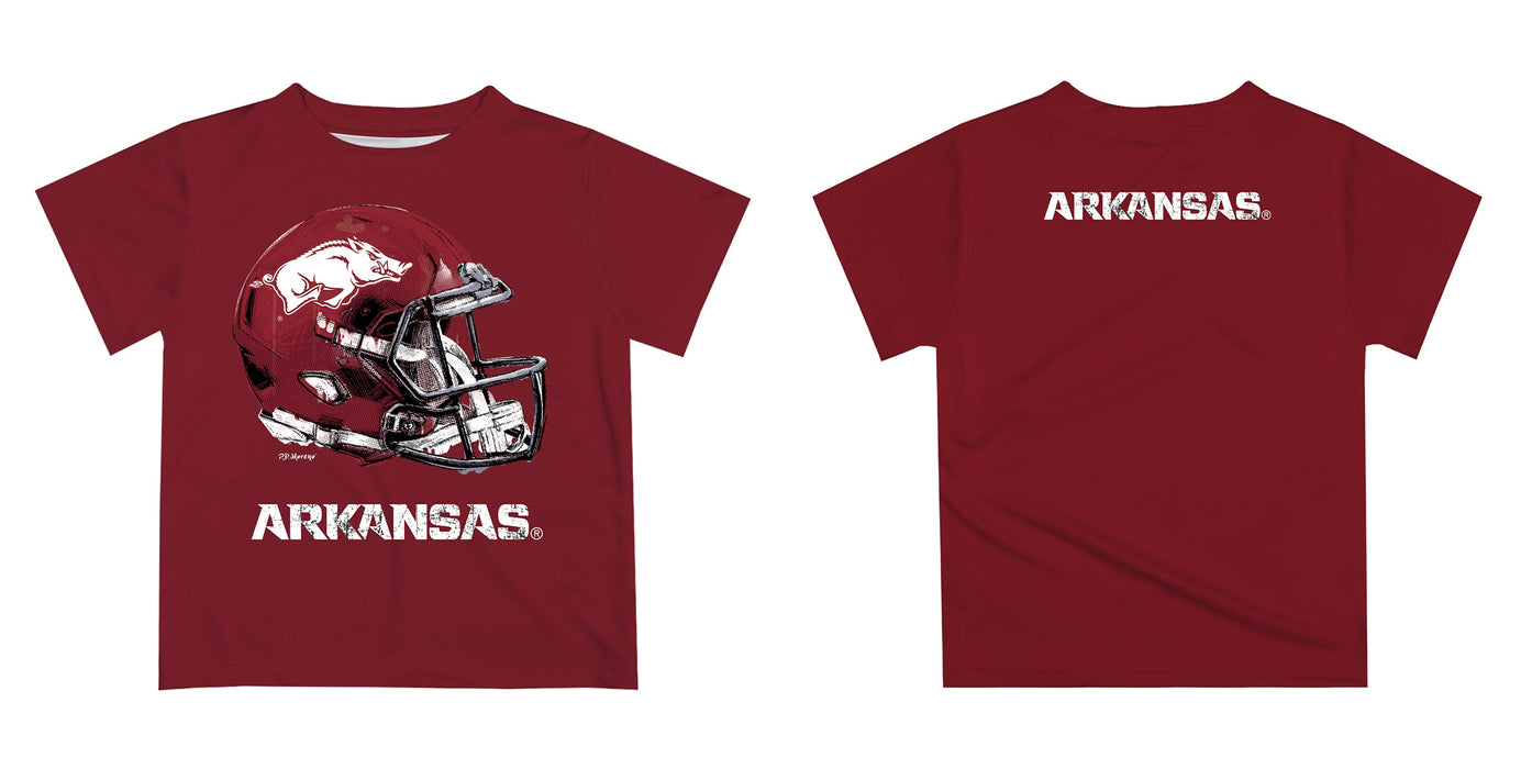 Arkansas Razorbacks Original Dripping Football Helmet Red T-Shirt by Vive La Fete - Vive La Fête - Online Apparel Store