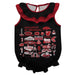 Arkansas Razorbacks  Black Hand Sketched Vive La Fete Impressions Artwork Sleeveless Ruffle Onesie Bodysuit
