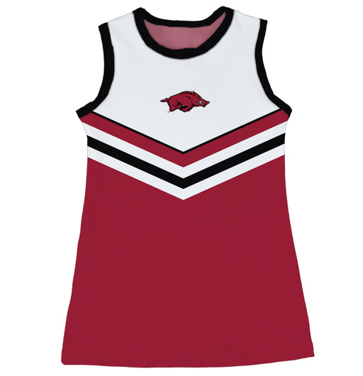 Arkansas Razorbacks Sleeveless Cheerleader A Line Dress White and Red