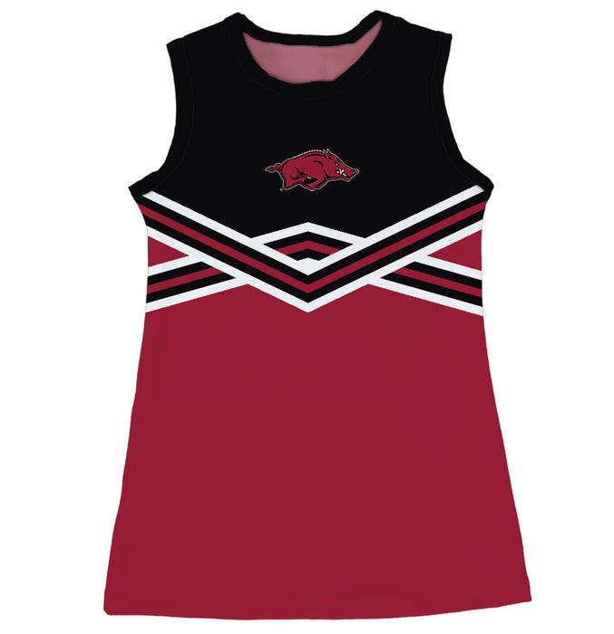 Arkansas Razorbacks Sleeveless Cheerleader A Line Dress Black and Red