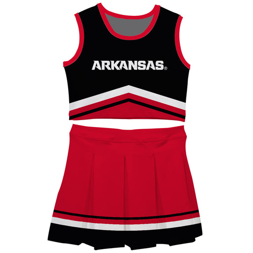Arkansas Razorbacks Vive La Fete Game Day Black and Red Sleeveless Chearleader Set
