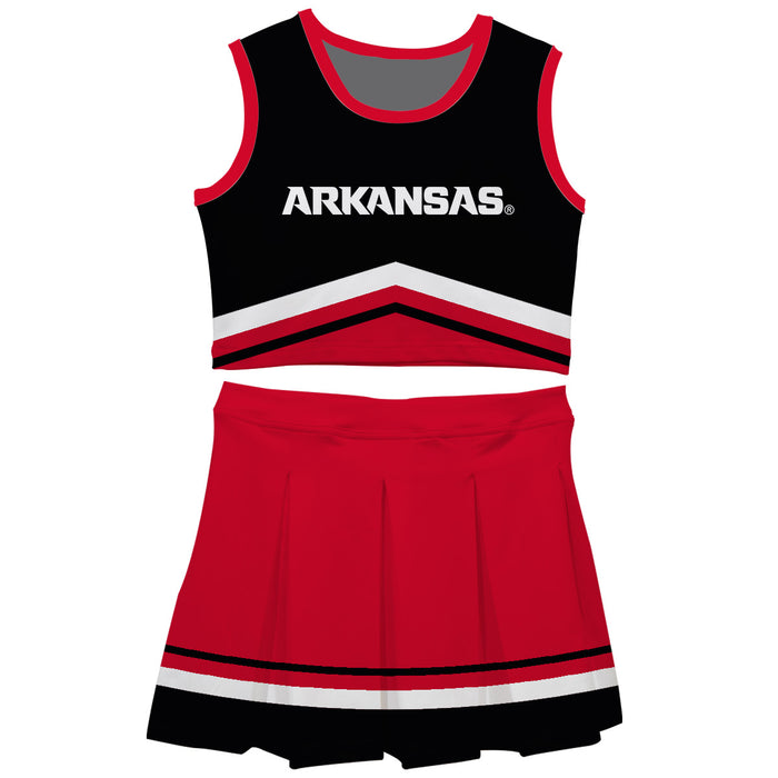 Arkansas Razorbacks Vive La Fete Game Day Black and Red Sleeveless Chearleader Set