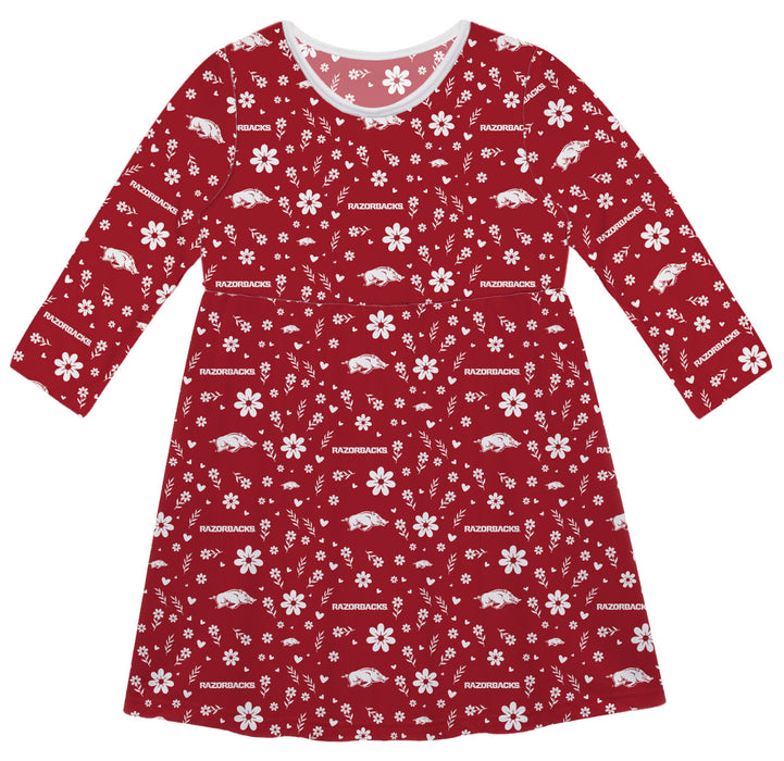Arkansas Razorbacks Vive La Fete Girls Game Day Long Sleeve Red Dress