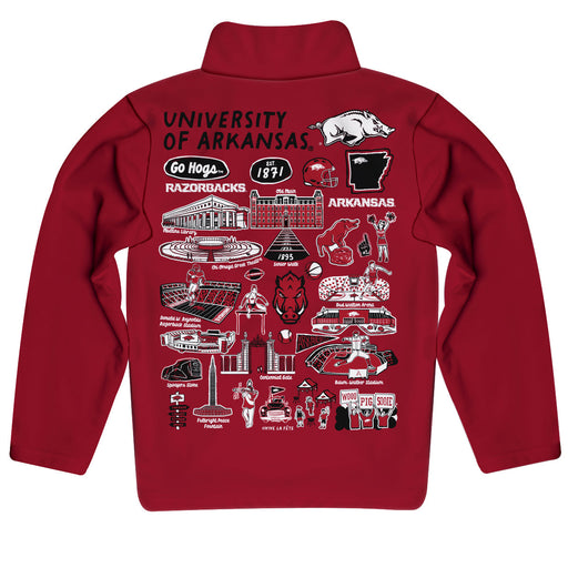 Arkansas Razorbacks Hand Sketched Vive La Fete Impressions Artwork Cardinal Boys Quarter Zip Pullover V1 - Vive La Fête - Online Apparel Store
