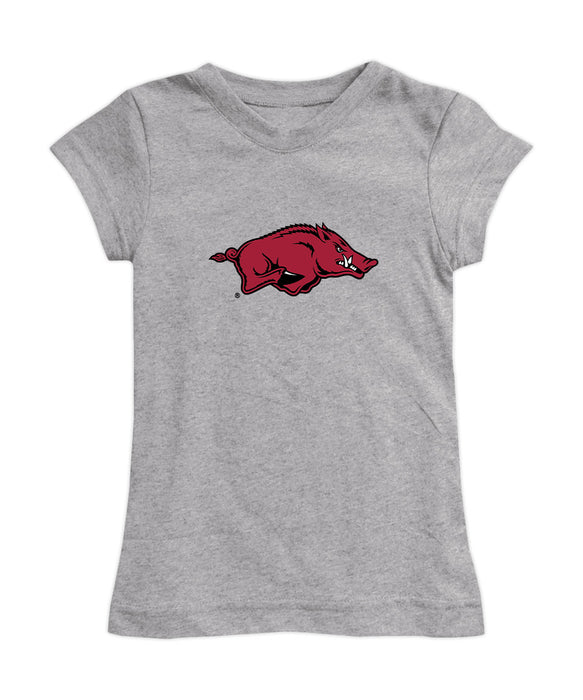 Arkansas Razorbacks Girl´s Fitted Cotton T-shirt Grey