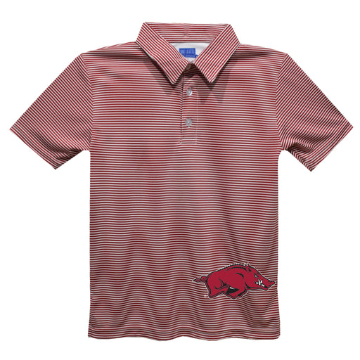 Arkansas Razorbacks Stripes Short Sleeve Polo Box Shirt Red
