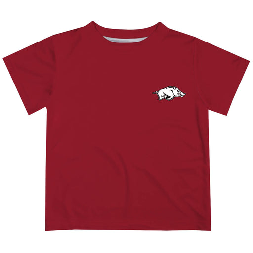 Arkansas Razorbacks Vive La Fete Impressions Artwork Boys Red Short Sleeve Tee Shirt V1