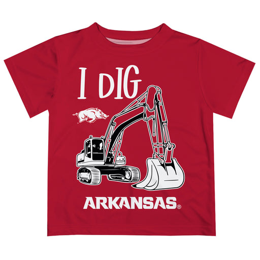 Arkansas Razorbacks Vive La Fete Excavator Boys Game Day Cardinal Short Sleeve Tee