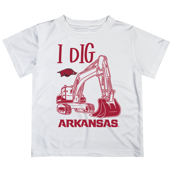 Arkansas Razorbacks Vive La Fete Excavator Boys Game Day White Short Sleeve Tee