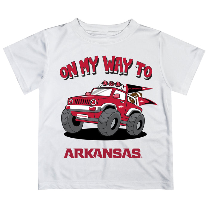 Arkansas Razorbacks Vive La Fete Monster Truck Boys Game Day White Short Sleeve Tee