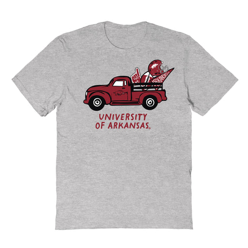 Arkansas Razorbacks Hand Sketched Vive La Fete Impressions Truck Kids Grey Cotton T-shirt