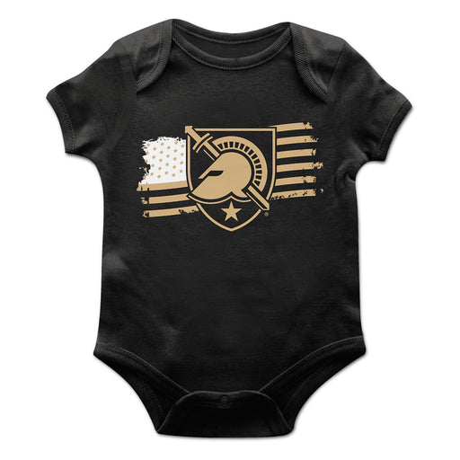 US Military ARMY Black Knights Vive La Fete Infant Game Day Black Short Sleeve Bodysuit