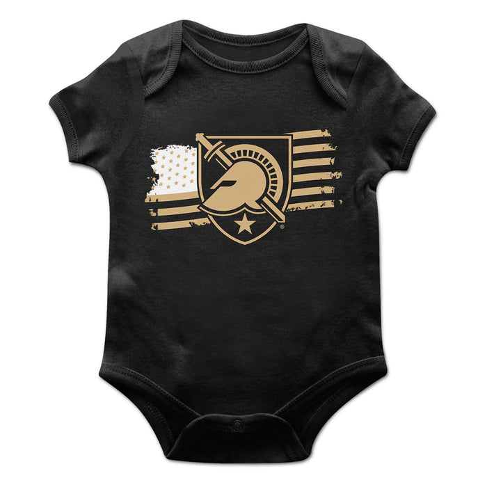 US Military ARMY Black Knights Vive La Fete Infant Game Day Black Short Sleeve Bodysuit