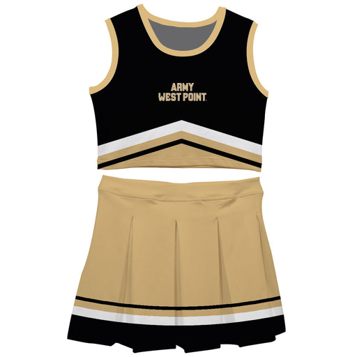 US Military ARMY Black Knights Vive La Fete Game Day Black and Gold Sleeveless Chearleader Set