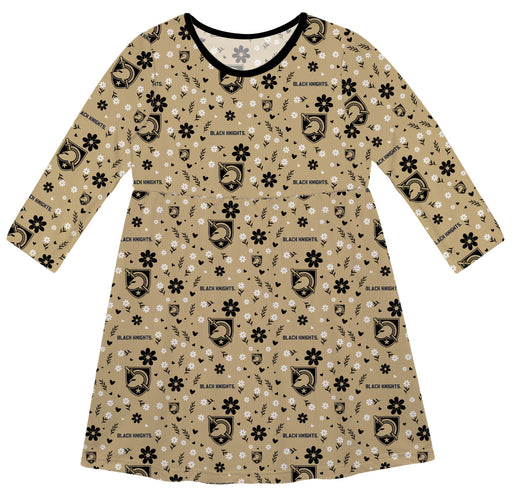US Military ARMY Black Knights Vive La Fete Girls Game Day Long Sleeve Gold Dress