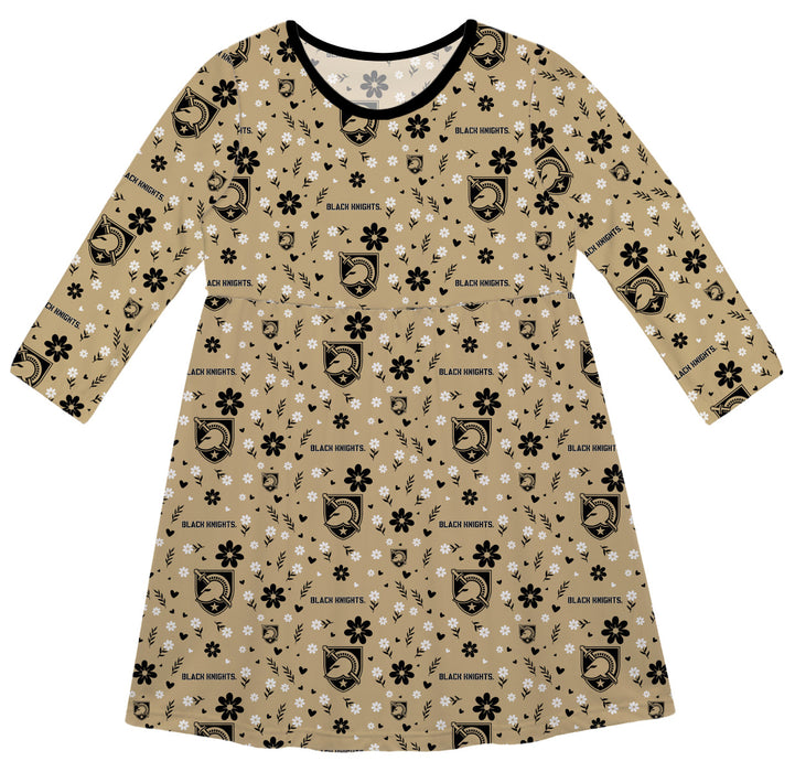 US Military ARMY Black Knights Vive La Fete Girls Game Day Long Sleeve Gold Dress