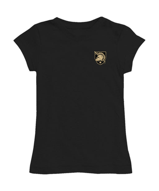 US Military ARMY Black Knights Hand Sketched Vive La Fete Impressions Artwork Black Girls Cotton Short Sleeve Tee