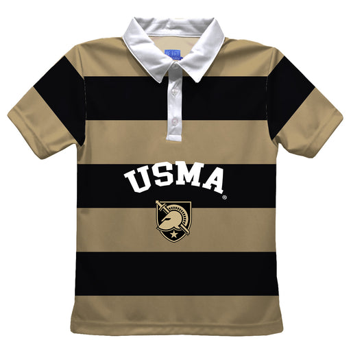 US Military ARMY Black Knights Stripes Short Sleeve Polo Box Shirt Gold and Black - Vive La Fête - Online Apparel Store