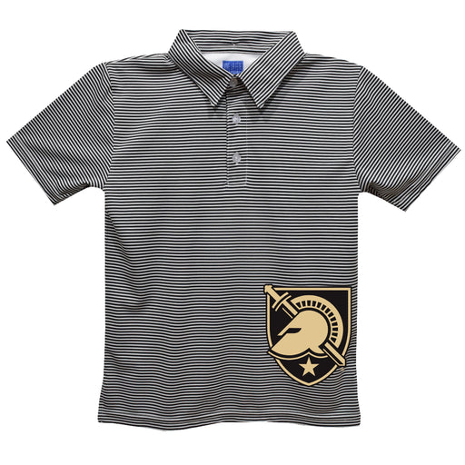 US Military ARMY Black Knights Stripes Short Sleeve Polo Box Shirt Black