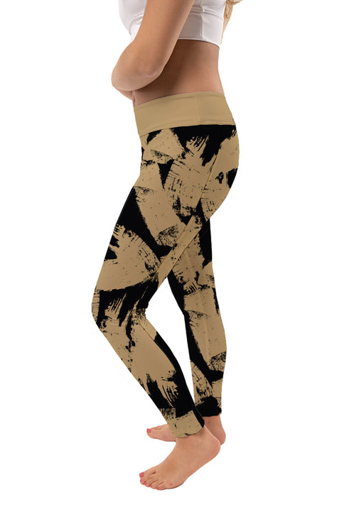 US Military ARMY Black Knights Vive La Fete Paint Brush Logo on Waist Women Gold Yoga Leggings - Vive La Fête - Online Apparel Store