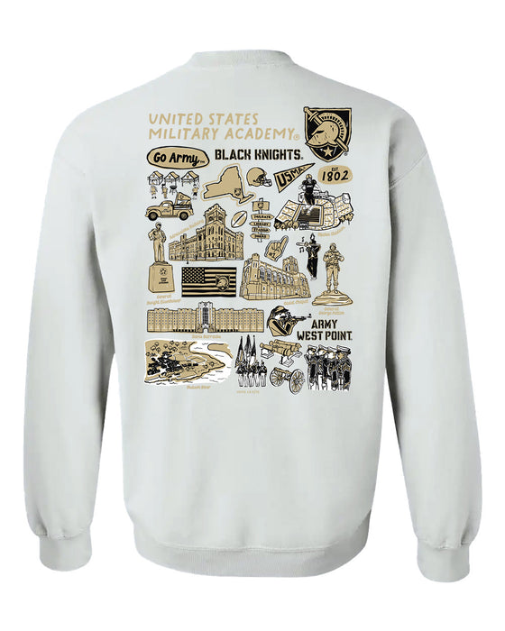 US Military ARMY Black Knights Hand Sketched Artwork Black Crewneck Sweatshirt for Women - Vive La Fête - Online Apparel Store