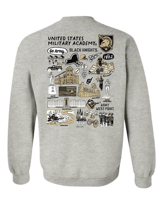 US Military ARMY Black Knights Hand Sketched Artwork Black Crewneck Sweatshirt for Women - Vive La Fête - Online Apparel Store