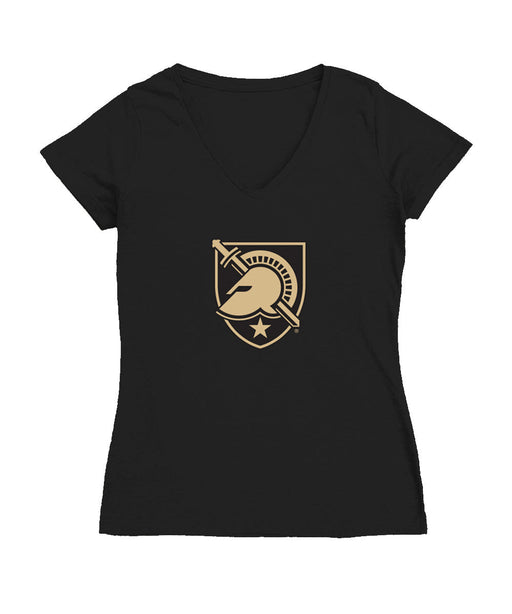 US Military ARMY Black Knights Women's V-neck Fitted Cotton T-Shirt Black