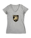 US Military ARMY Black Knights Women's V-neck Fitted Cotton T-Shirt Grey