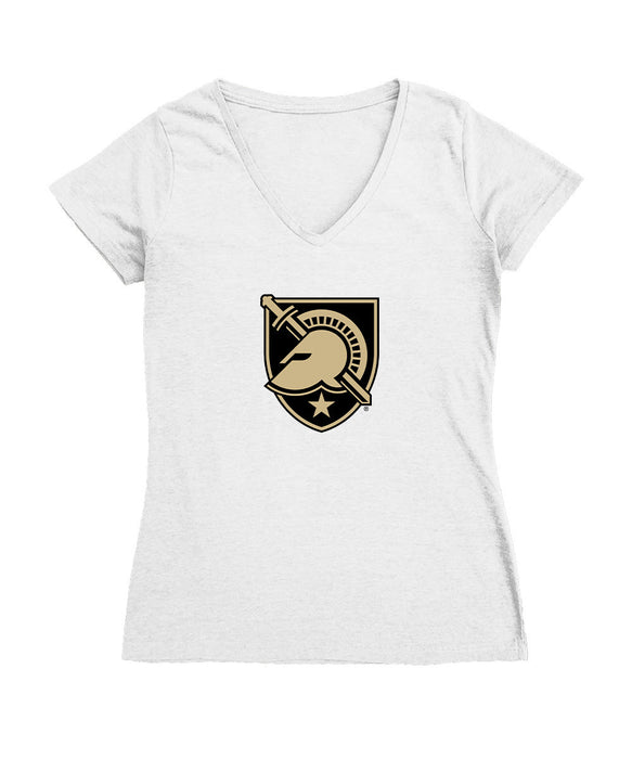 US Military ARMY Black Knights Women's V-neck Fitted Cotton T-Shirt White