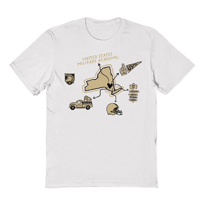 US Military ARMY Black Knights Hand Sketched Vive La Fete Impressions Icones White T-shirt for Women