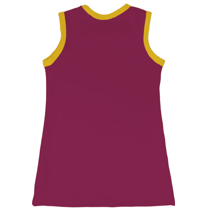 Arizona State Sun Devils Sleeveless Cheerleader A Line Dress White and Maroon