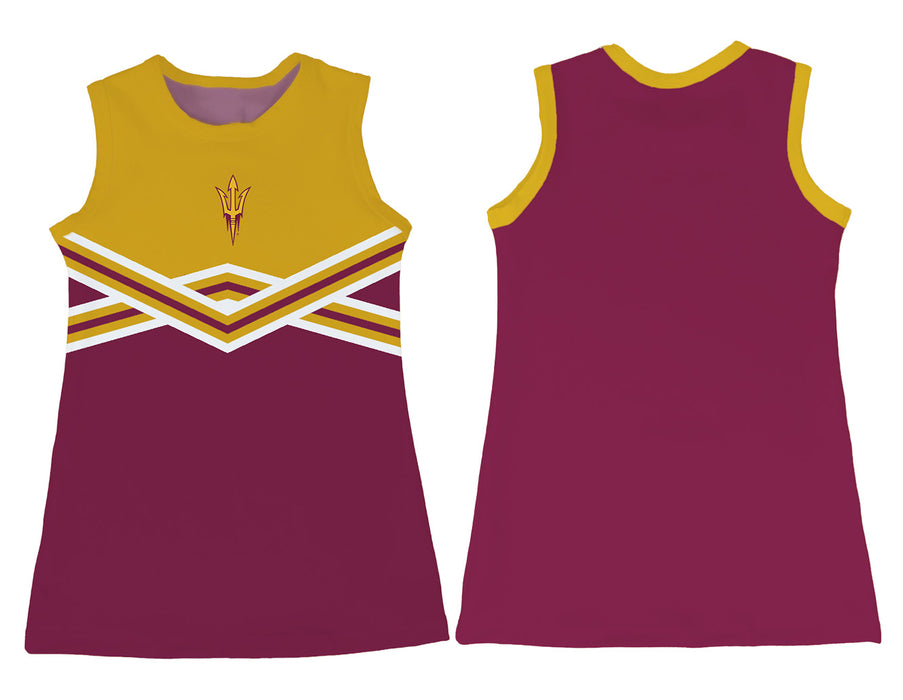 Arizona State Sun Devils Sleeveless Cheerleader A Line Dress Gold and Maroon - Vive La Fête - Online Apparel Store