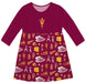 Arizona State Sun Devils Long Sleeve Solid Maroon Repeat Print Hand Sketched Impressions Artwork on Skirt