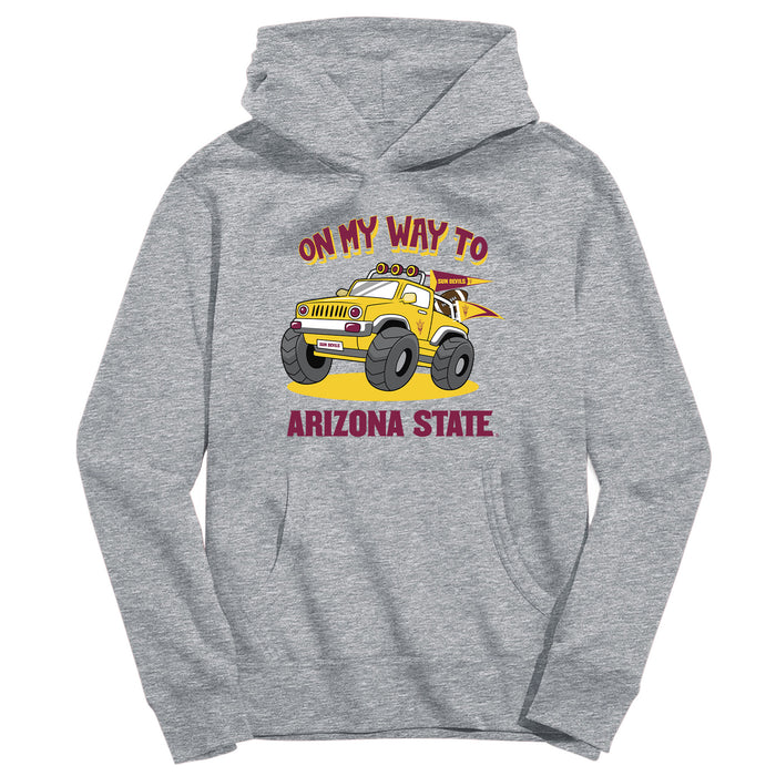 Arizona State Sun Devils On My Way Monster Truck Heather Grey Cotton Youth Hoodie