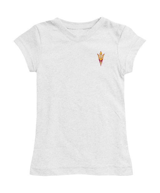 Arizona State Sun Devils Hand Sketched Vive La Fete Impressions Artwork White Girls Cotton Short Sleeve Tee
