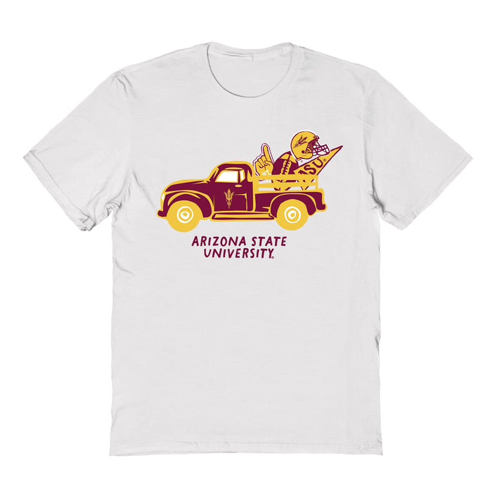 Arizona State Sun Devils Hand Sketched Vive La Fete Impressions Truck Kids White Cotton T-shirt