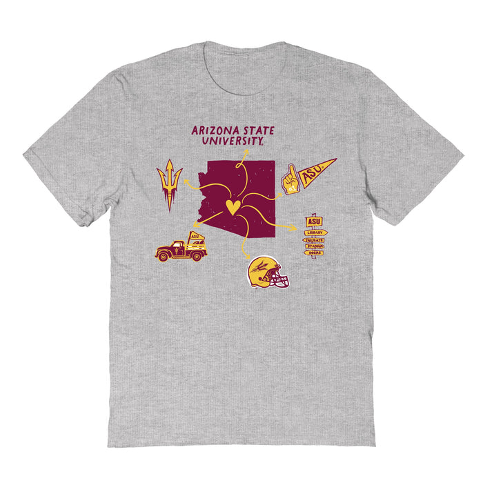 Arizona State Sun Devils Hand Sketched Vive La Fete Impressions Icones Kids Grey T-shirt