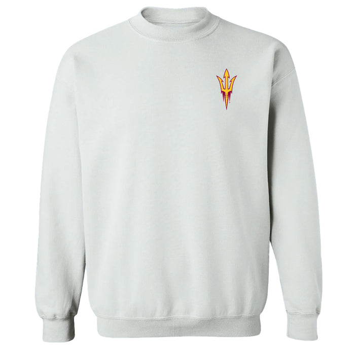Arizona State Sun Devils Hand Sketched Vive La Fete Impressions Artwork White Crew Neck Sweatshirt for Women