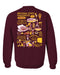 Arizona State Sun Devils Hand Sketched Artwork Maroon Crewneck Sweatshirt for Women - Vive La Fête - Online Apparel Store