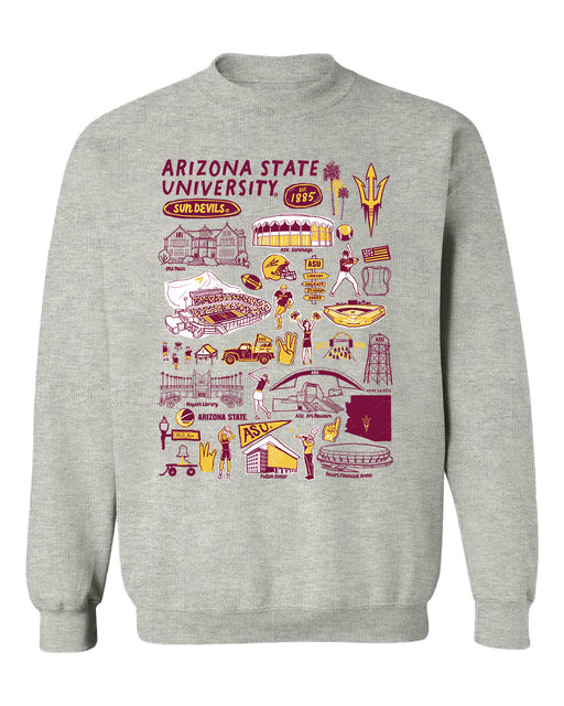Arizona State Sun Devils Hand Sketched Vive La Fete Impressions Grey Cotton Crewneck Sweatshirt for Women