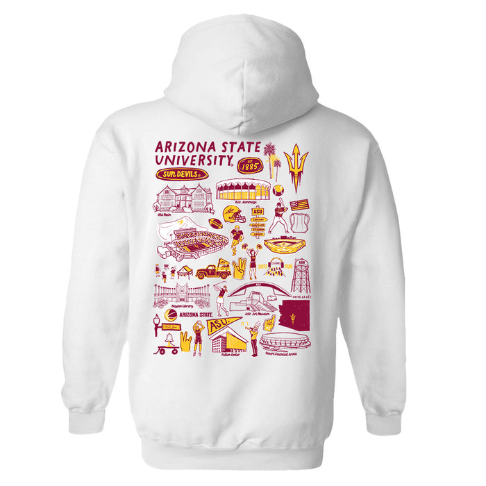 Arizona State Sun Devils Hand Sketched Artwork Cotton Fleece Women Hoodie - Vive La Fête - Online Apparel Store
